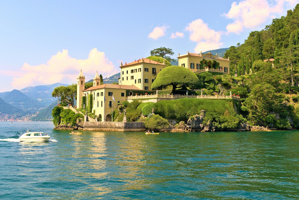 Lake Como and surrounding mountains in Italy